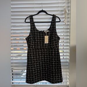 Mango Black and White Grid Midi Dress